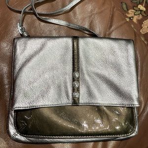 Brighton Nolita Shimmer Crossbody Handbag Purse Metallic and Patent Leather